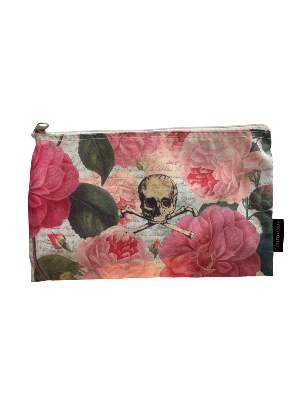 Tokyomilk Floral Skull Cosmetic Bag Pink Roses
